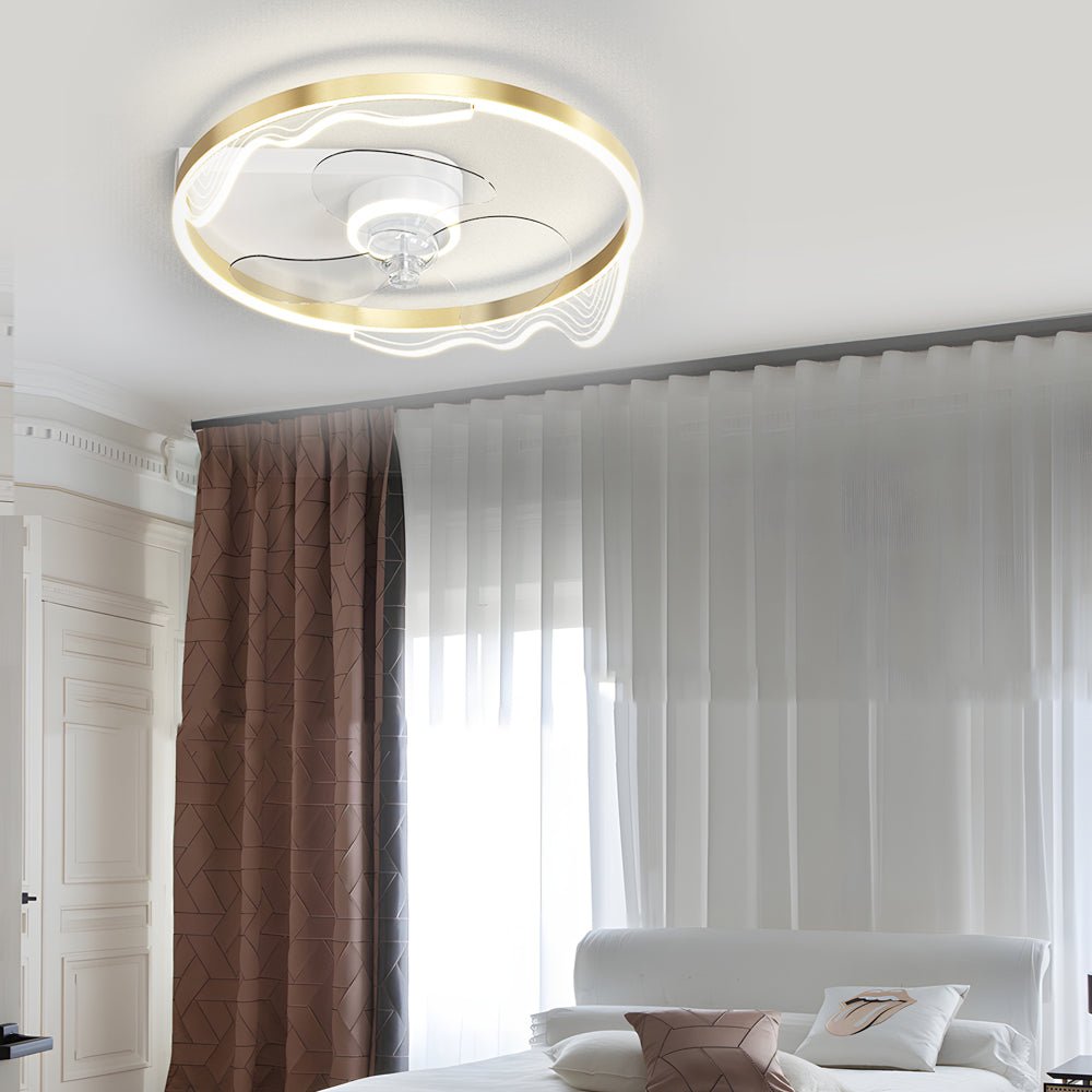 Stylish Round Acrylic LED Ceiling Fan with Dimming for Modern Rooms
