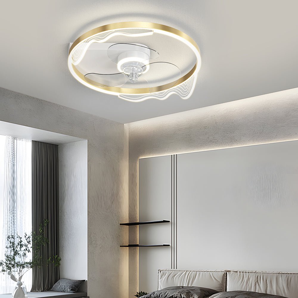 Stylish Round Acrylic LED Ceiling Fan with Dimming for Modern Rooms