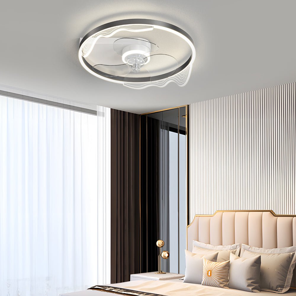 Stylish Round Acrylic LED Ceiling Fan with Dimming for Modern Rooms