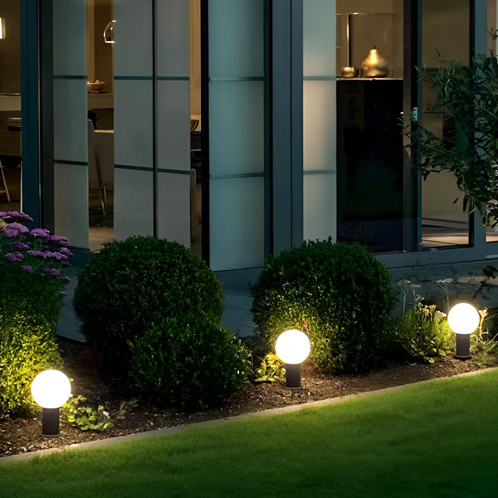 Elegant Round LED Bollard Lights with Spherical Lampshade for Outdoors