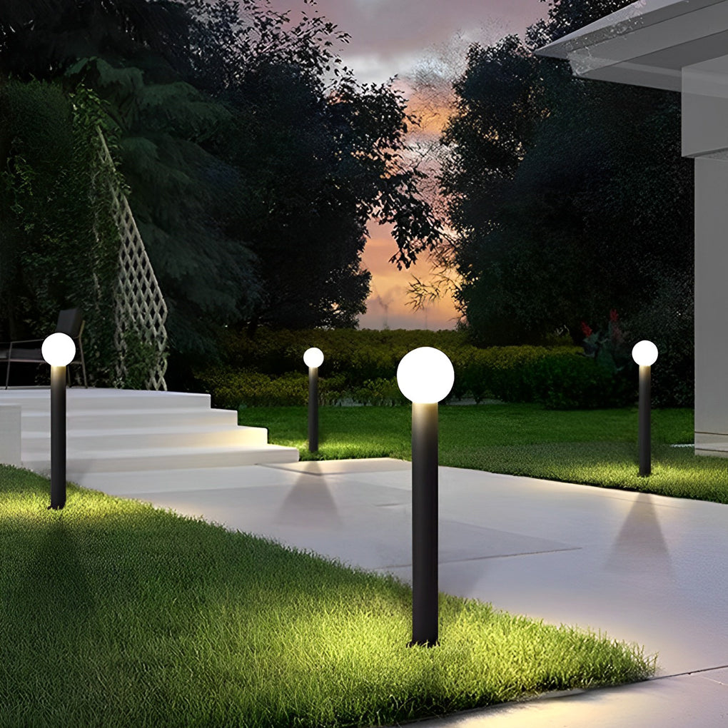 Elegant Round LED Bollard Lights with Spherical Lampshade for Outdoors