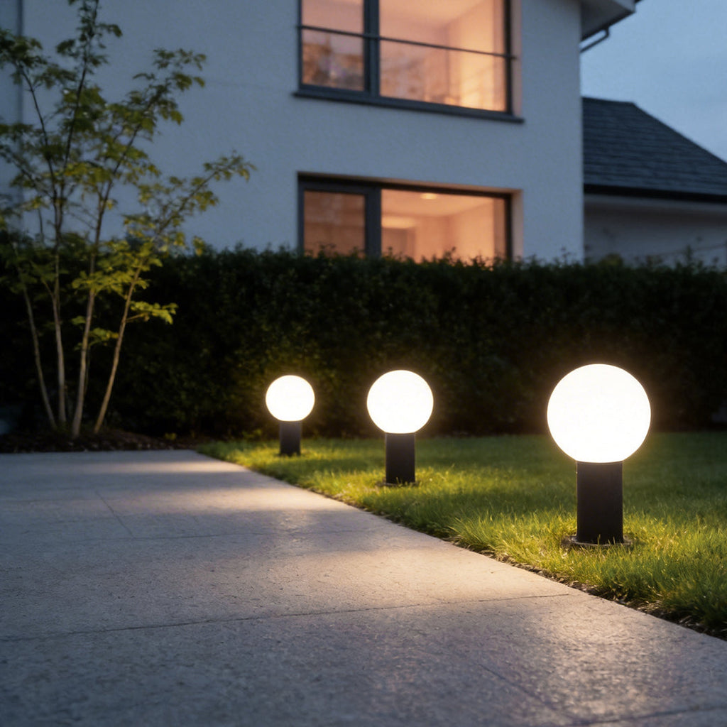 Elegant Round LED Bollard Lights with Spherical Lampshade for Outdoors