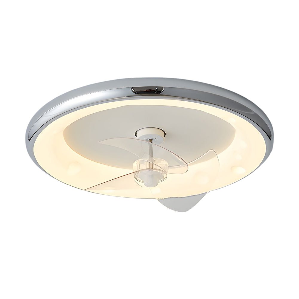 Modern White Round Ceiling Fan with Light and Remote for Living Room
