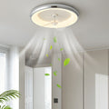 Modern White Round Ceiling Fan with Light and Remote for Living Room
