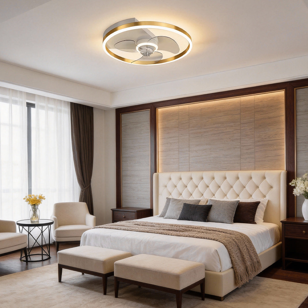 Modern White Round LED Ceiling Fan with Light for Living Room Bedroom