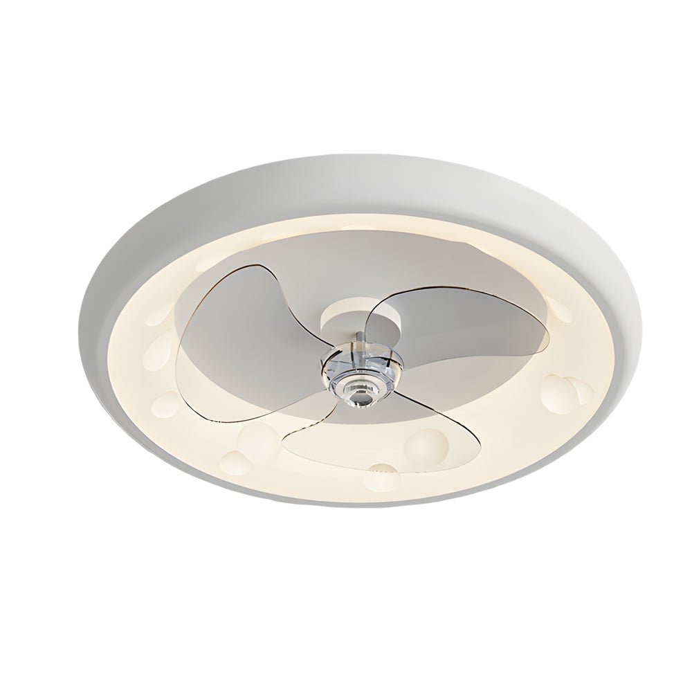 Modern White Round Ceiling Fan with Light and Remote for Living Room
