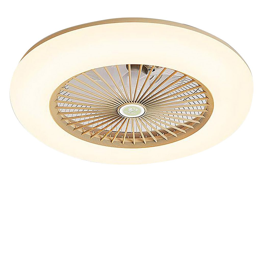 Modern White Round Bladeless Ceiling Fan with LED Lights for Living Room