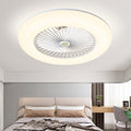 Modern White Round Bladeless Ceiling Fan with LED Lights for Living Room