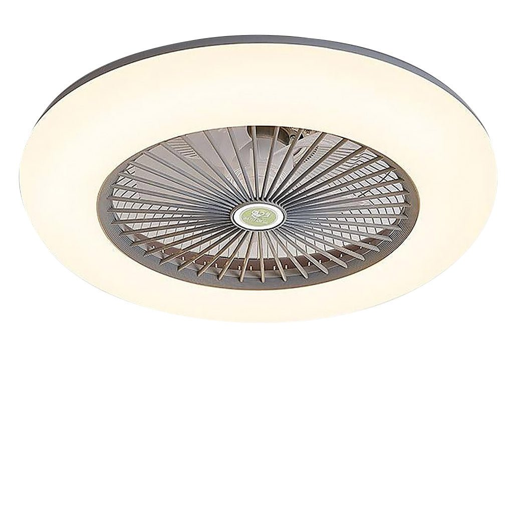 Modern White Round Bladeless Ceiling Fan with LED Lights for Living Room