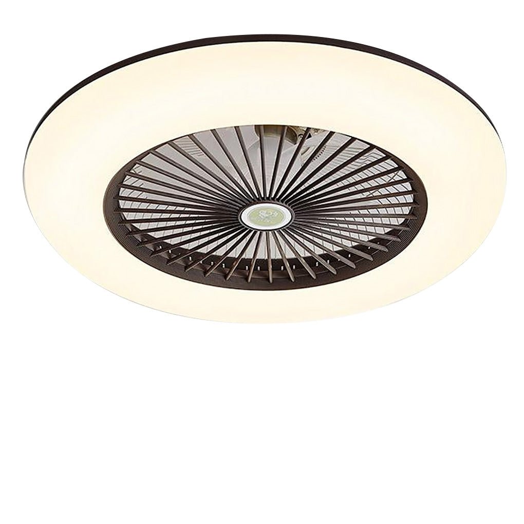 Modern White Round Bladeless Ceiling Fan with LED Lights for Living Room