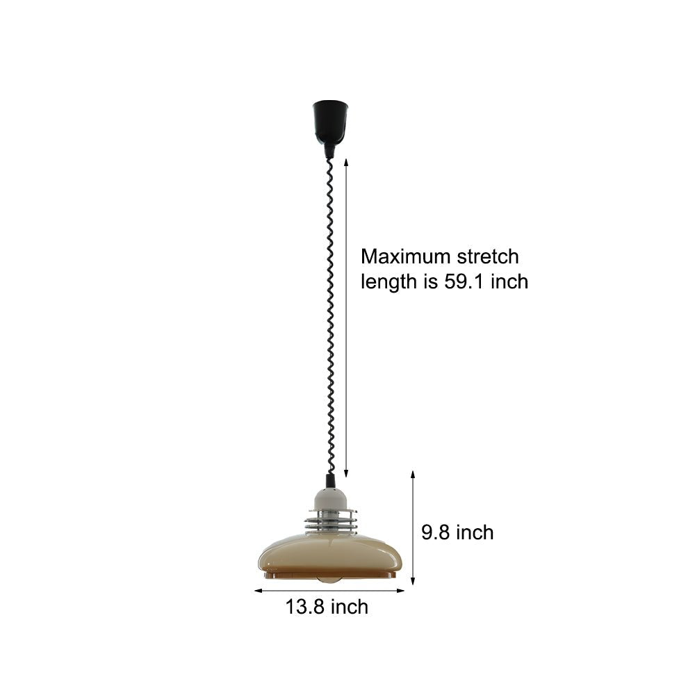 Retro Nordic Round Glass Cream Pendant Light with 3-Step Dimming for Home