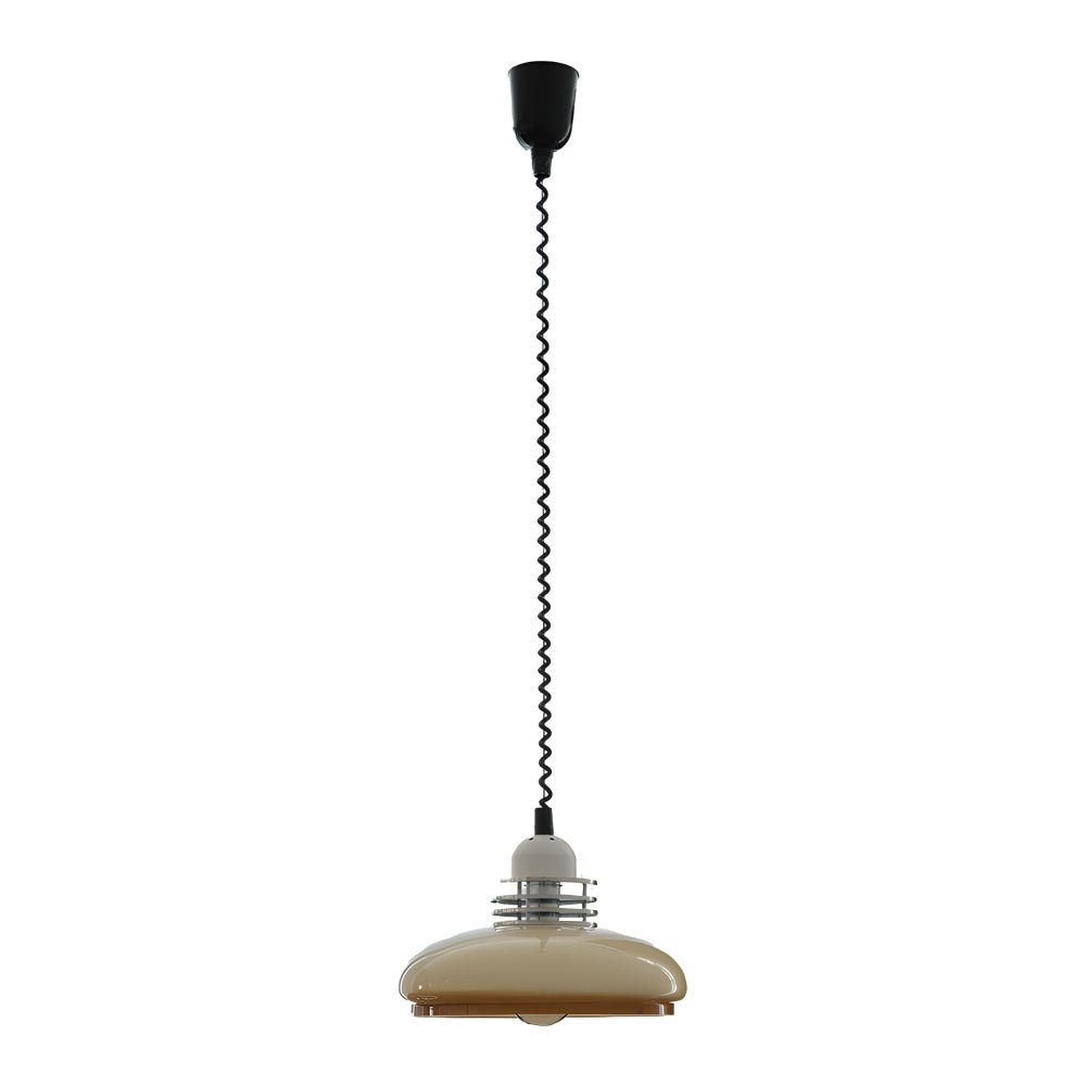 Retro Nordic Round Glass Cream Pendant Light with 3-Step Dimming for Home