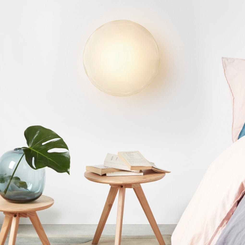 Modern White Glass Wall Lamp with Soft LED Diffused Light for Living Room