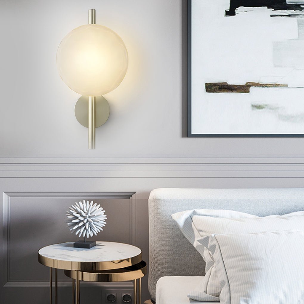 Modern White Glass Wall Lamp with Soft LED Diffused Light for Living Room
