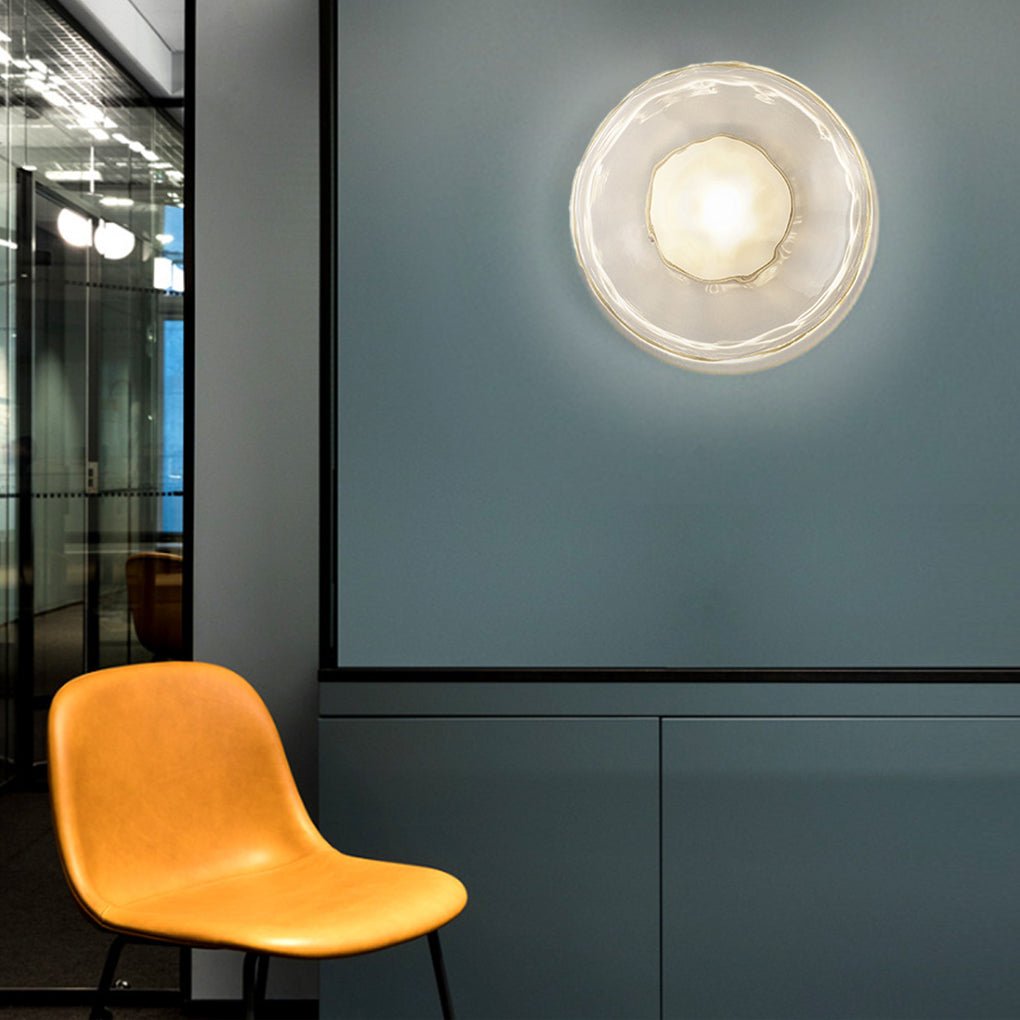 Modern White Glass Wall Lamp with Soft LED Diffused Light for Living Room