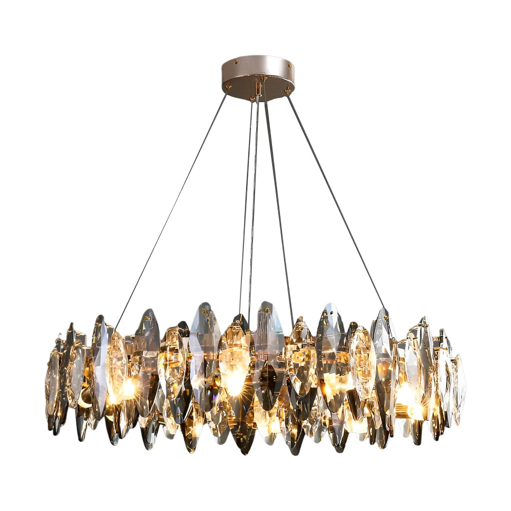 Modern Smoke Gray Oval Crystal LED Chandelier for Living Room Decor