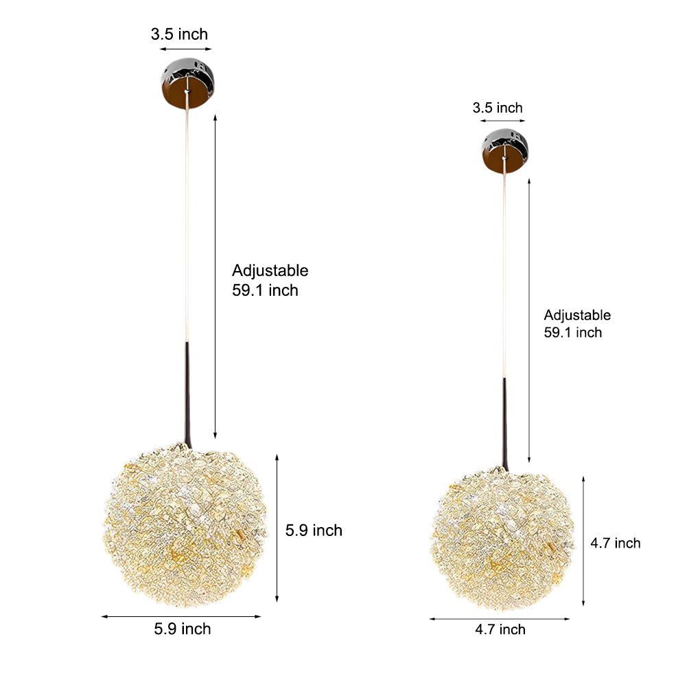 Modern Crystal Globe Pendant Light Fixture with 3-Step Dimming for Living Room