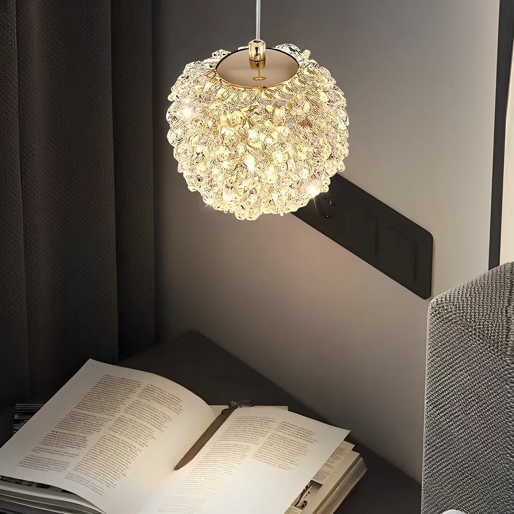 Elegant Round Crystal Pendant Light with 3-Step Dimming for Living Room