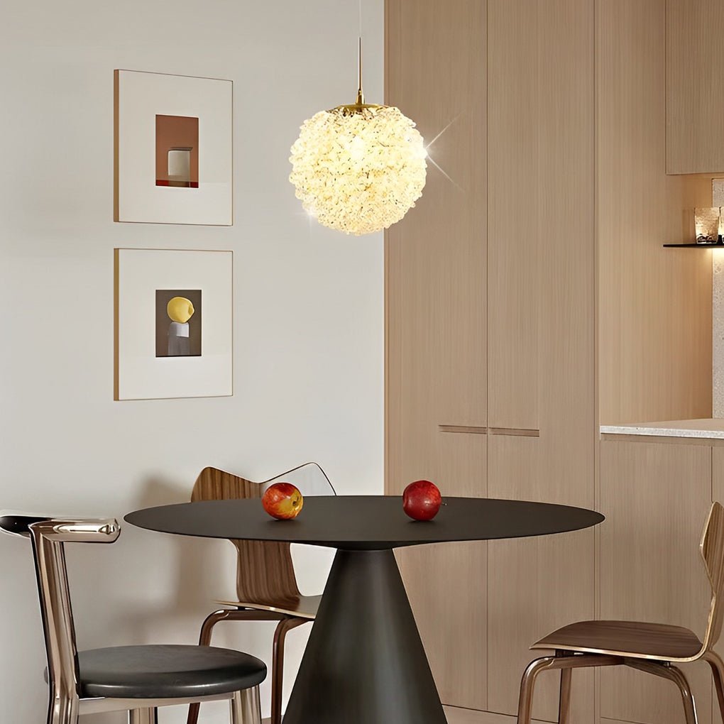 Elegant Round Crystal Pendant Light with 3-Step Dimming for Living Room