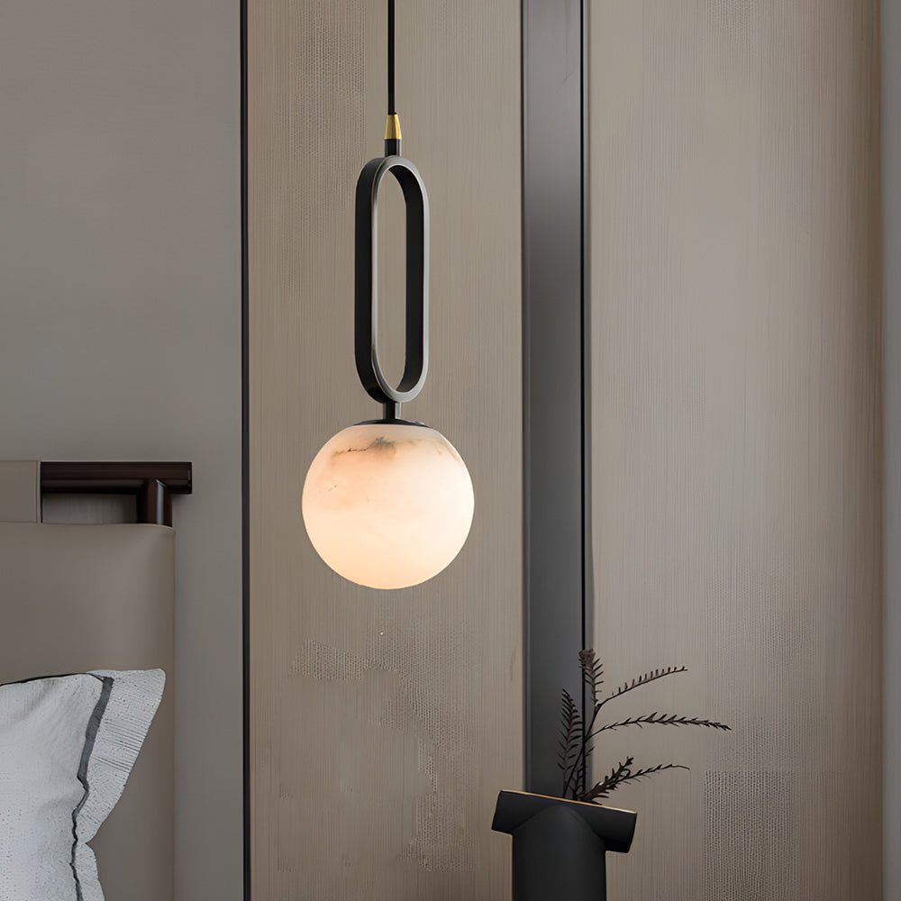 Natural Marble and Copper Small Pendant Light for Modern Spaces