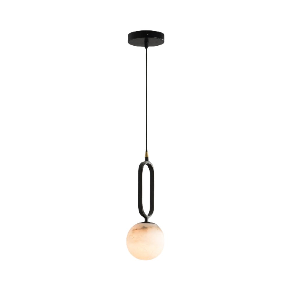Natural Black Copper Round Marble Pendant Light for Modern Interiors