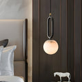 Natural Black Copper Round Marble Pendant Light for Modern Interiors