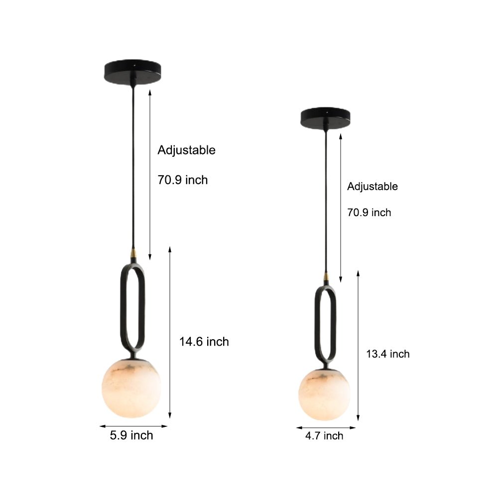 Natural Marble and Copper Small Pendant Light for Modern Spaces