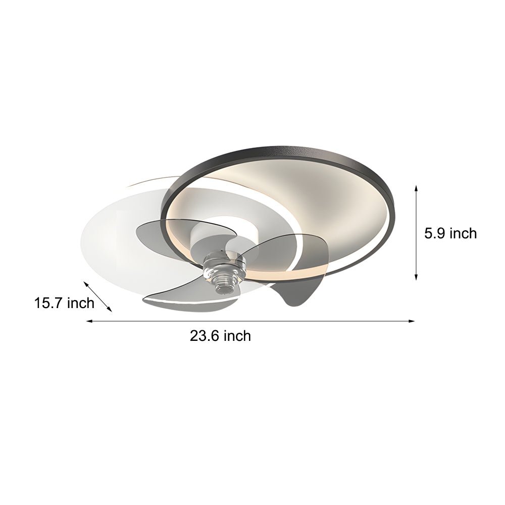 Modern White Round LED Ceiling Fan and Light with Three-Step Dimming for Living Room