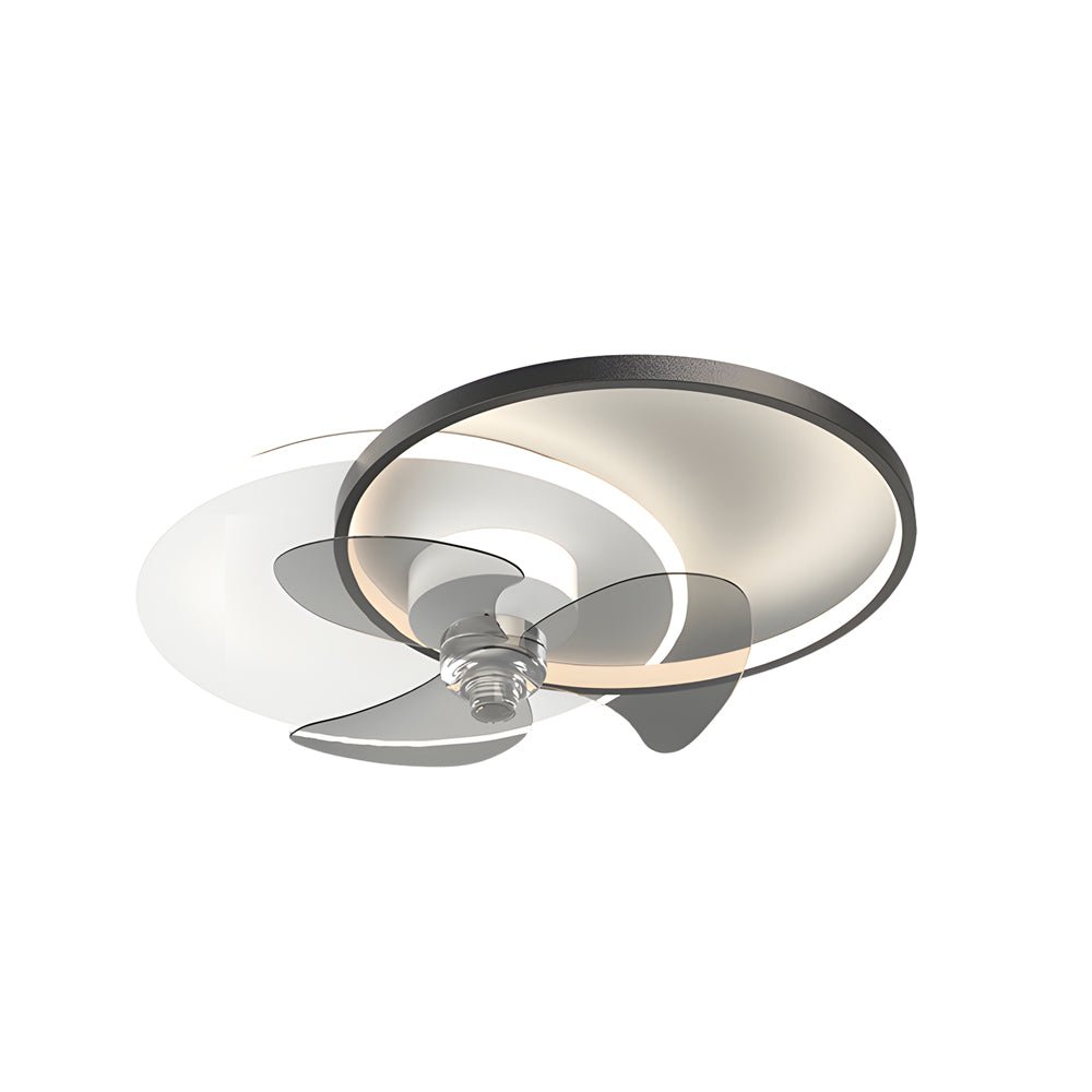 Modern White Round LED Ceiling Fan and Light with Three-Step Dimming for Living Room