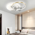 Modern White Round LED Ceiling Fan and Light with Three-Step Dimming for Living Room