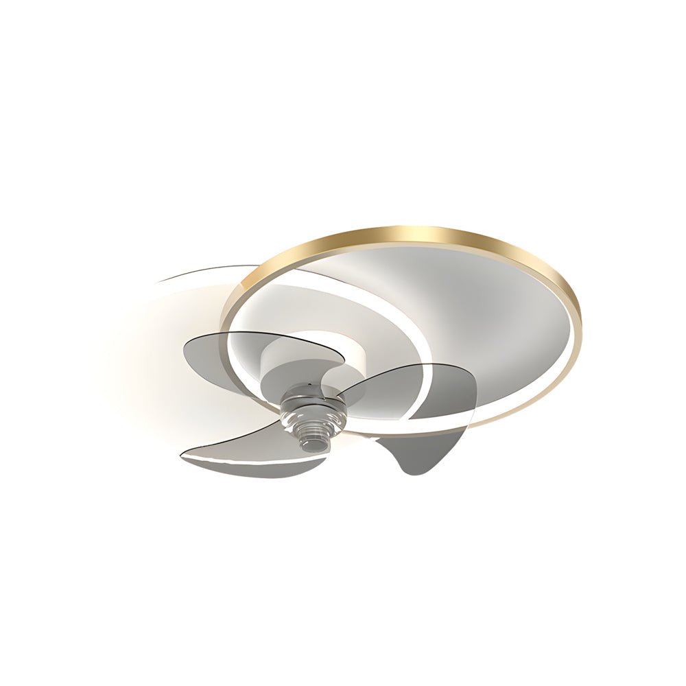 Modern White Round LED Ceiling Fan and Light with Three-Step Dimming for Living Room