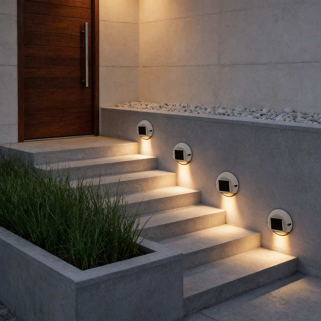 Stylish Waterproof Solar LED Round Deck Light for Outdoor Spaces