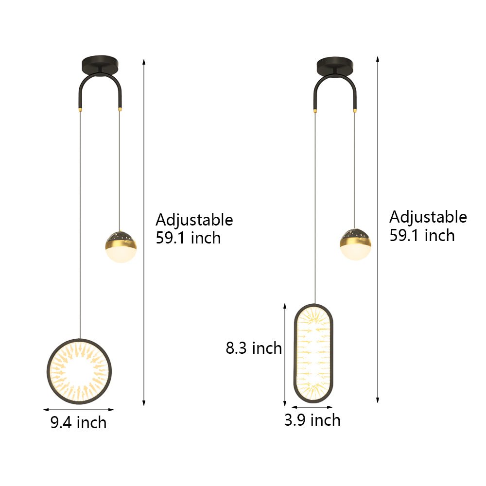 Nordic Round Oval Starry Projection Pendant Light for Bedroom Decor