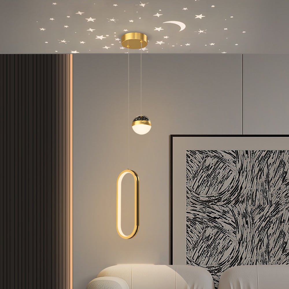 Modern White Oval 3-Step Dimming LED Starry Pendant Light for Living Room