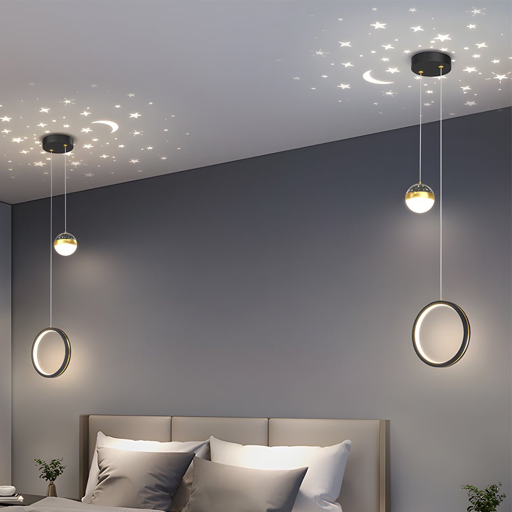 Modern White Oval 3-Step Dimming LED Starry Pendant Light for Living Room
