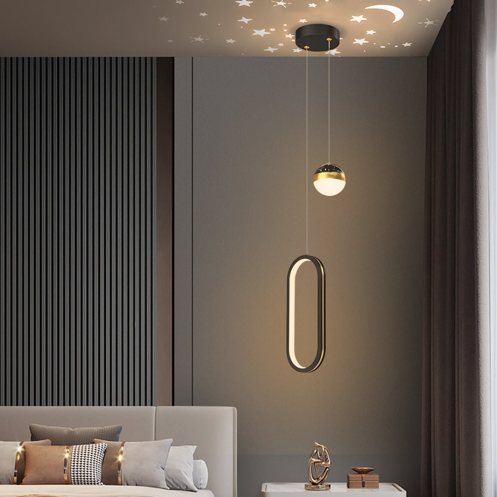 Modern White Oval 3-Step Dimming LED Starry Pendant Light for Living Room