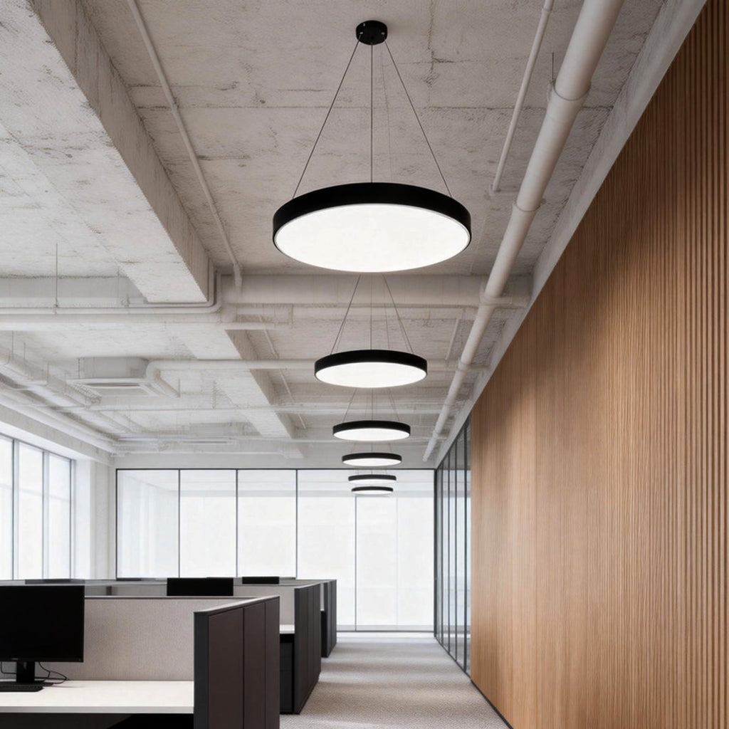 Minimalist Black Metal Round Pendant Light Fixture for Modern Interiors