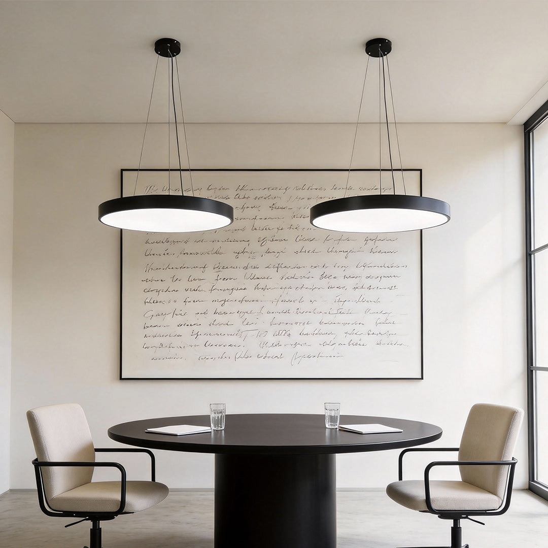 Stylish Black Metal Round Pendant Light Fixture for Minimalist Interiors