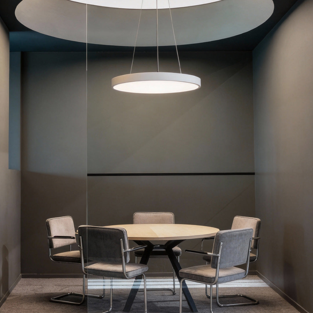 Sleek Black Metal Round Pendant Light Fixture for Modern Kitchen Lighting