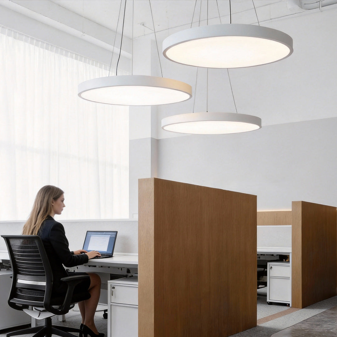 Sleek Black Metal Round Pendant Light Fixture for Modern Kitchen Lighting