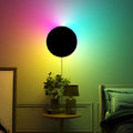 Modern Black Round LED Wall Sconce Light with RGB Color Change for Living Room