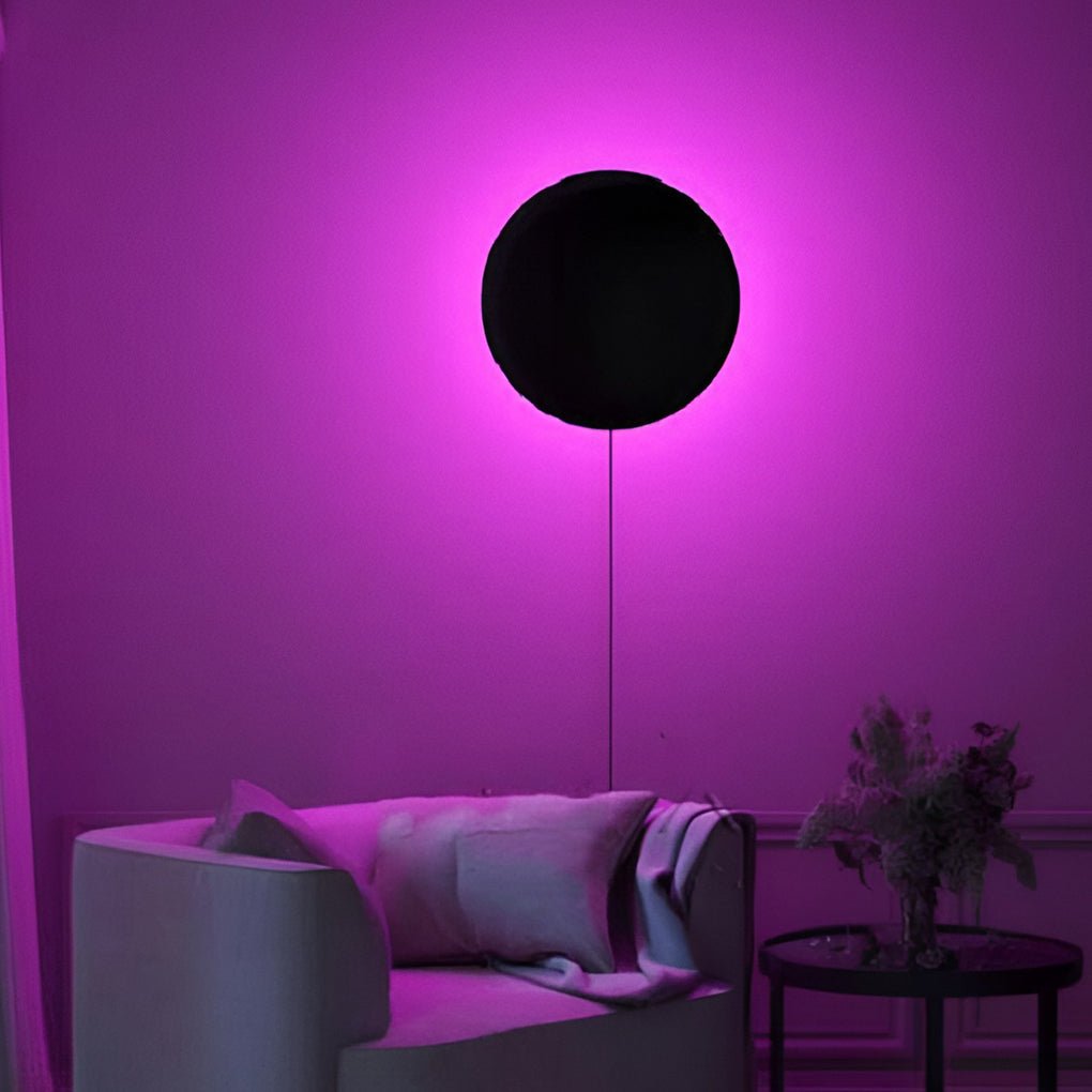 Modern Black Round LED Wall Sconce Light with RGB Color Change for Living Room