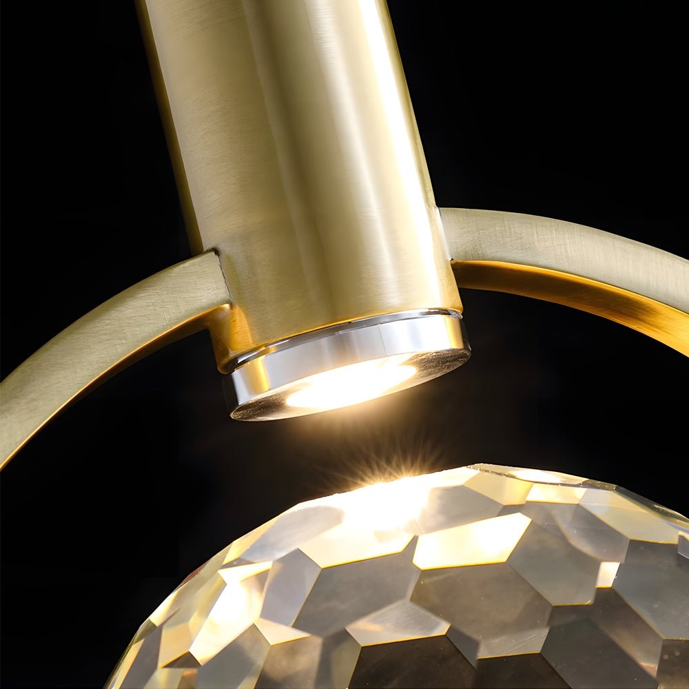 Modern Round Crystal LED Semicircle Hanging Light Fixture for Living Room