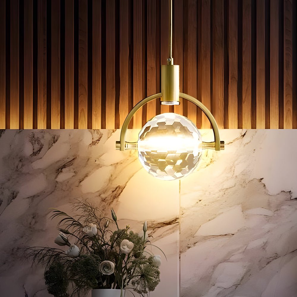 Modern Clear Crystal LED Hanging Pendant Light for Living Room Decor