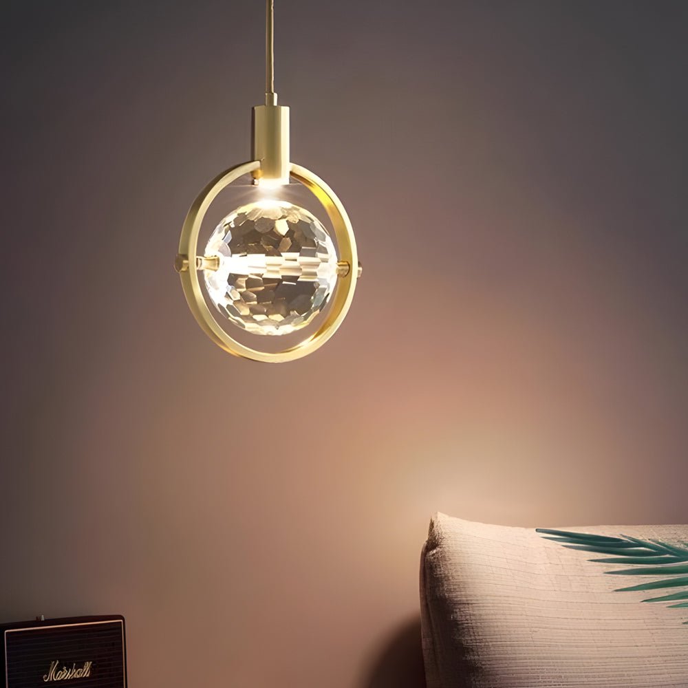 Modern Round Crystal LED Semicircle Hanging Light Fixture for Living Room