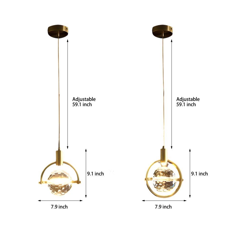 Modern Clear Crystal LED Hanging Pendant Light for Living Room Decor