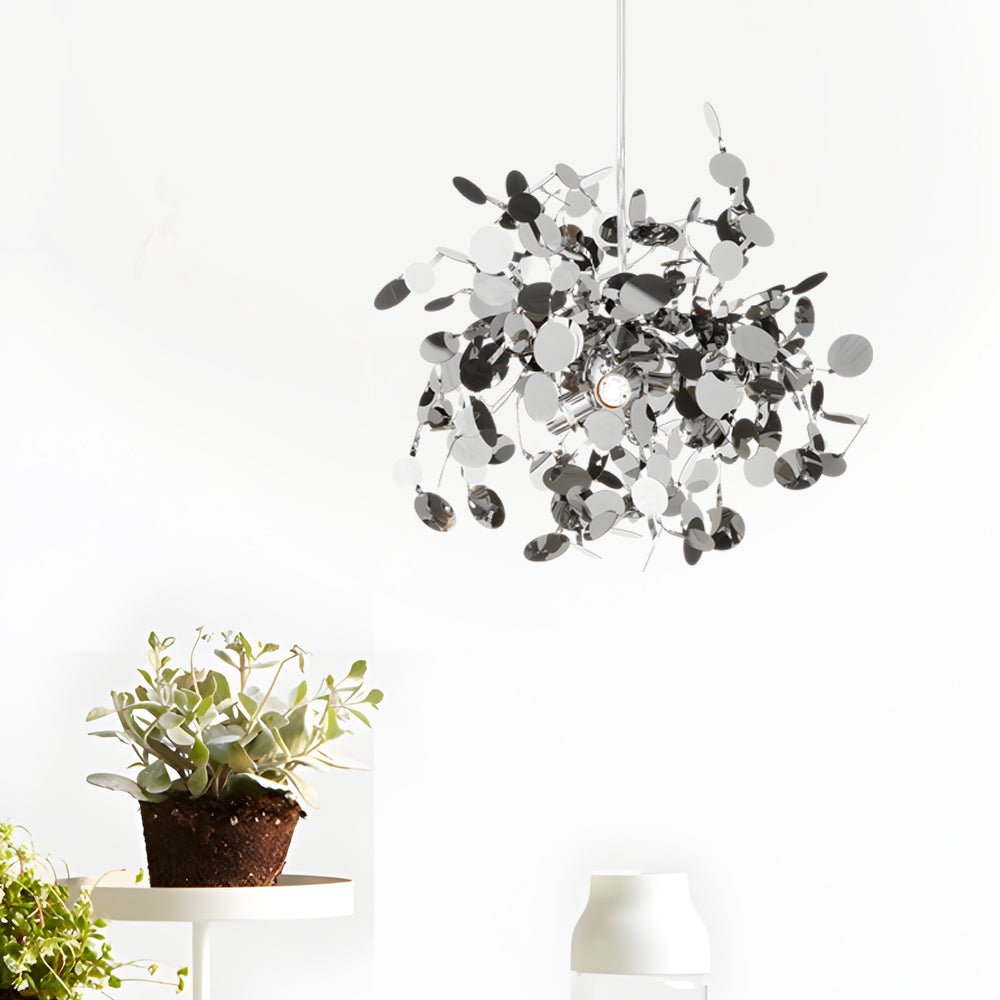 Modern Round Stainless Steel Spherical Chandelier for Living Room Decor