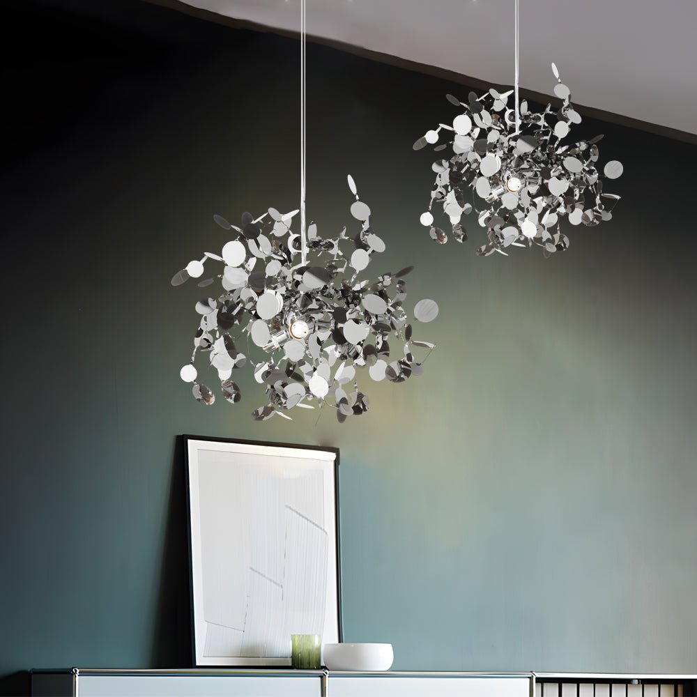 Modern Round Stainless Steel Spherical Chandelier for Living Room Decor