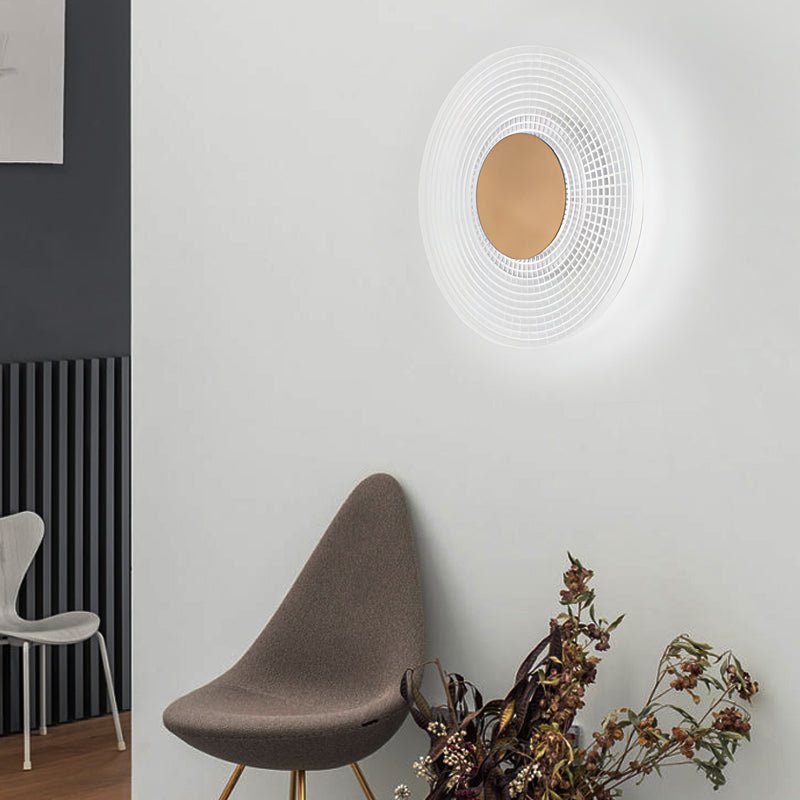 Modern Acrylic LED Wall Lamp with Round Stripes Grid Pattern for Bedroom