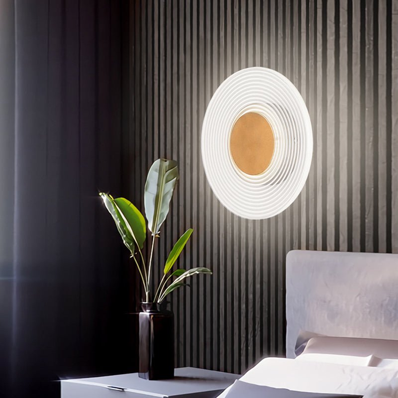Modern Acrylic LED Wall Lamp with Round Stripes Grid Pattern for Bedroom